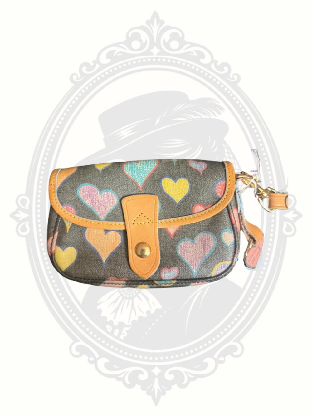 Dooney & Bourke Heart Print Wristlet NWT Made in USA WE20 Flap